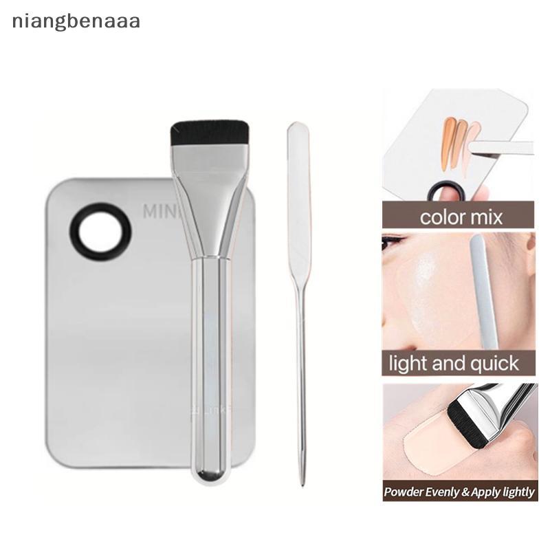 (niangbenaaa) แปรงแต่งหน้าผสม Palette รองพื้นสแตนเลส ลิปสติก อายแชโดว์ Mixer Palette พร้อมไม้พาย MakeUp Tools ใหม่
