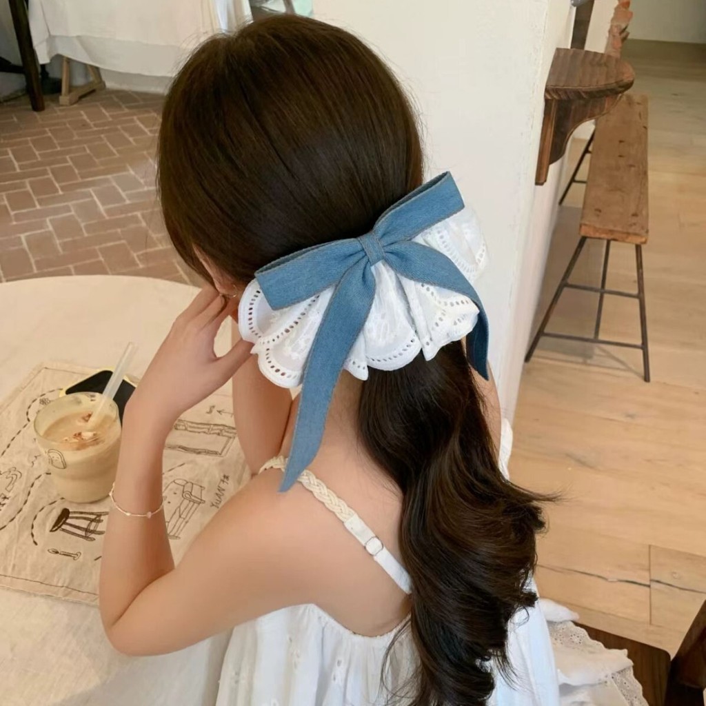 Romantic Fragments French Retro Satin Bow Skirt Clip High-End Niche Temperaments Sweet Clip