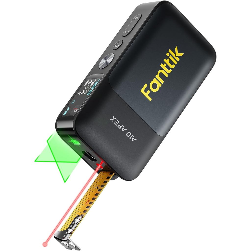 Fanttik A10 Apex 3-in-1 Digital Laser Tape วัดพร้อมจอแสดงผลสี HD, การวัดเลเซอร์แบบชาร์จไฟได้ 165Ft &