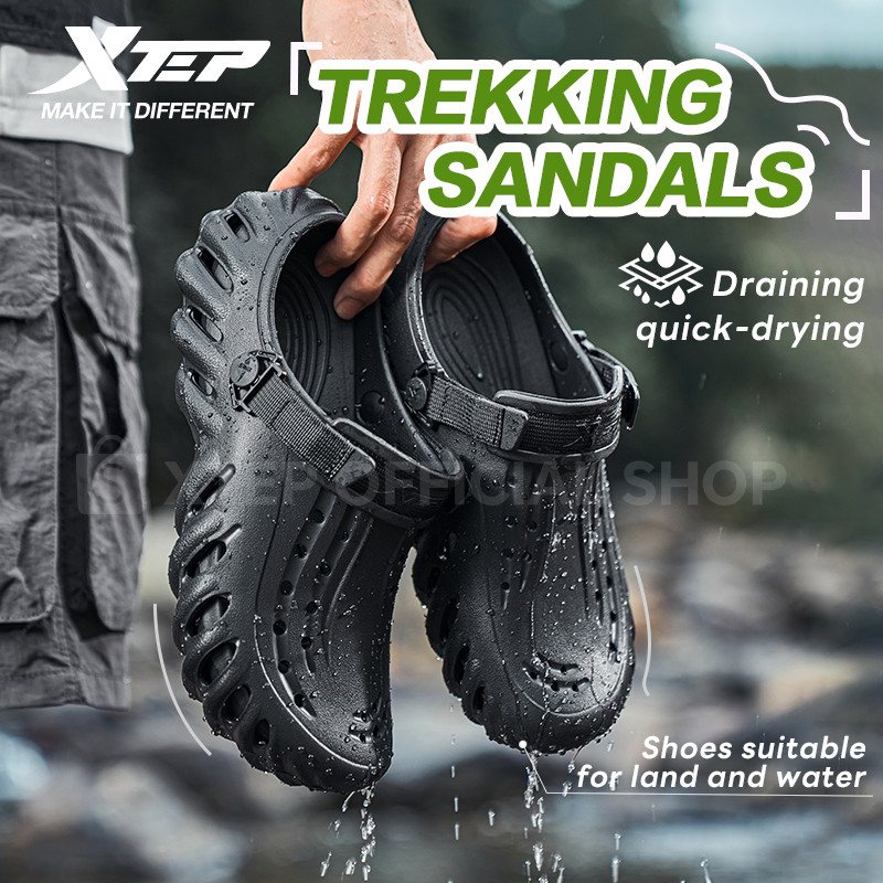 【Shopee Exclusive Launch】XTEP | Double Density Mens EVA Sandals Anti-slip น้ําหนักเบาสวมใส่ด้านนอกรองเท้าแตะกลวง Softer Breathable