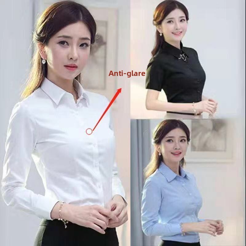 เสื้อเบลาส์ทำงานผู้หญิง ทรงเข้ารูปสไตล์เกาหลี คอลเลกชันใหม่ล่าสุดสำหรับฤดูใบไม้ผลิและฤดูใบไม้ร่วง
