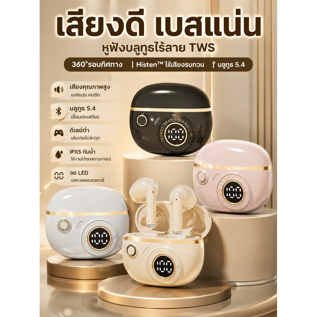 J08C หูฟังไร้สายบลูทูธลดเสียงรบกวนไมโครโฟนในตัว HIFI HD Call คุณภาพเสียงสําหรับ IOS/Android