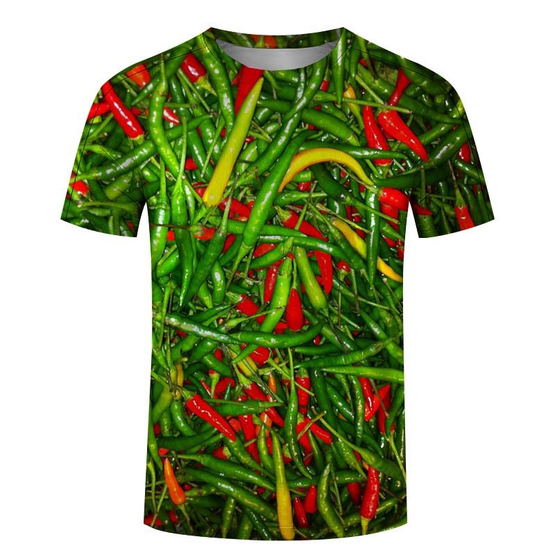 👕✨green vegetables (paprika) 3D print pattern male T-shirt summer new vegetable pattern T shirt unis