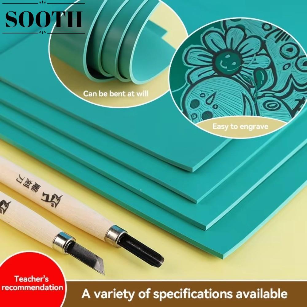 SOOTH บล็อกแกะสลัก, บล็อกยางแกะสลักสีเขียว 3 มม., กระดานแกะสลักน้ํามันกันน้ํา DIY แบบนุ่มสําหรับการทําพิมพ์