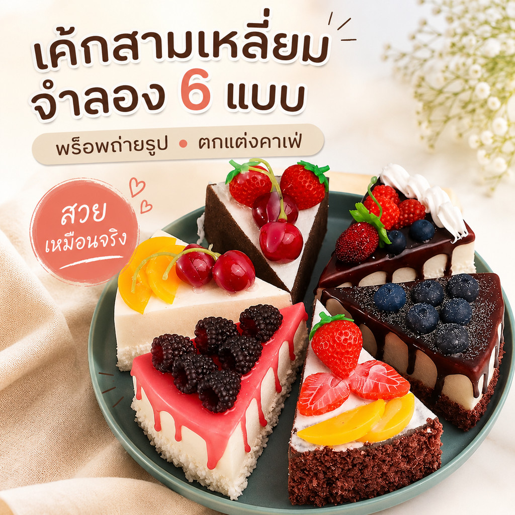 โมเดลเค้กปลอม เค้กจำลองเหมือนจริง นุ่มบีบคืนทรง พร็อพถ่ายรูป แต่งคาเฟ่ ร้านเบเกอรี่ ตู้เค้ก ดูน่ากิน ถ่ายรูปสวย