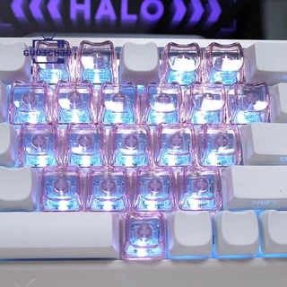 MAO Cat Keycaps 1U โปร่งใส Keycap PC วัสดุ คีย์แคป PC รูปหัวแมวน่ารัก โปร่งใส ก้านไขว้ เข้ากันได้กับคีย์บอร์ด
