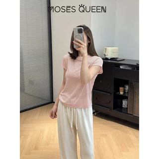 MOSESQUEEN มอสส์ ราชินี เสื้อยืดคอกลมแขนสั้นสีพื้นทรงปล่อยเหมาะกับทุกฤดูกาลและอเนกประสงค์สําหรับโอกาสต่างๆ #63730