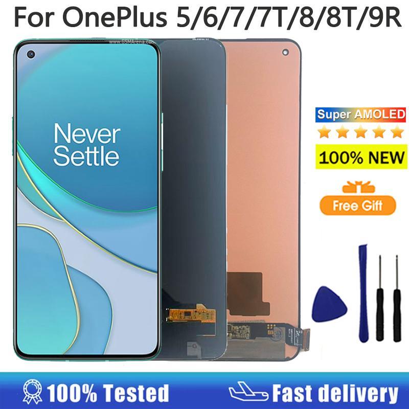 จอแสดงผล AMOLED สําหรับ Oneplus 5 5T 6 6T 7 7T 7Pro 8 8T 9R 9RT 10R 10T 10Pro จอแสดงผล LCD Touch Scr