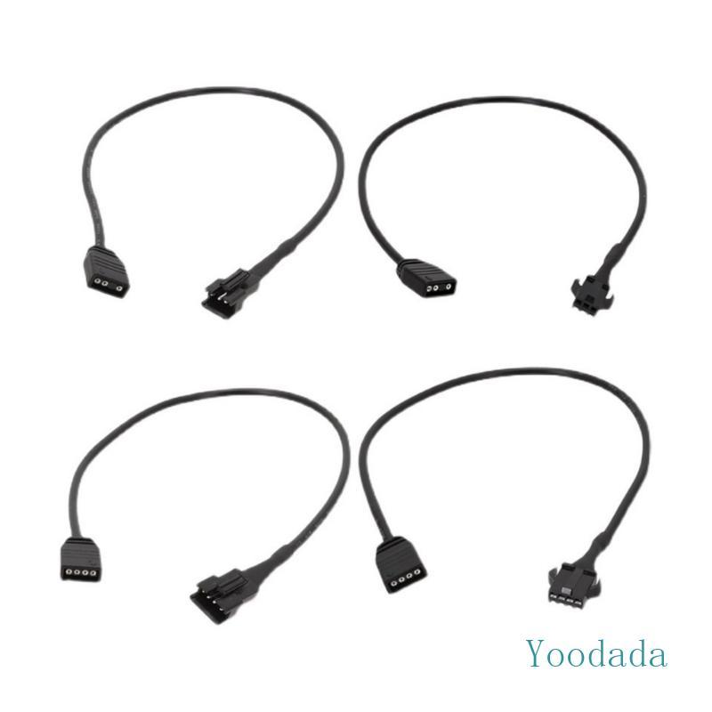 Yoo 2pcs ARGB สาย SM3 4Pin ถึง 3PIN หญิง SM3 4Pin ชายอะแดปเตอร์สําหรับ DEEPCOOL Lian Li PC กรณี ARGB