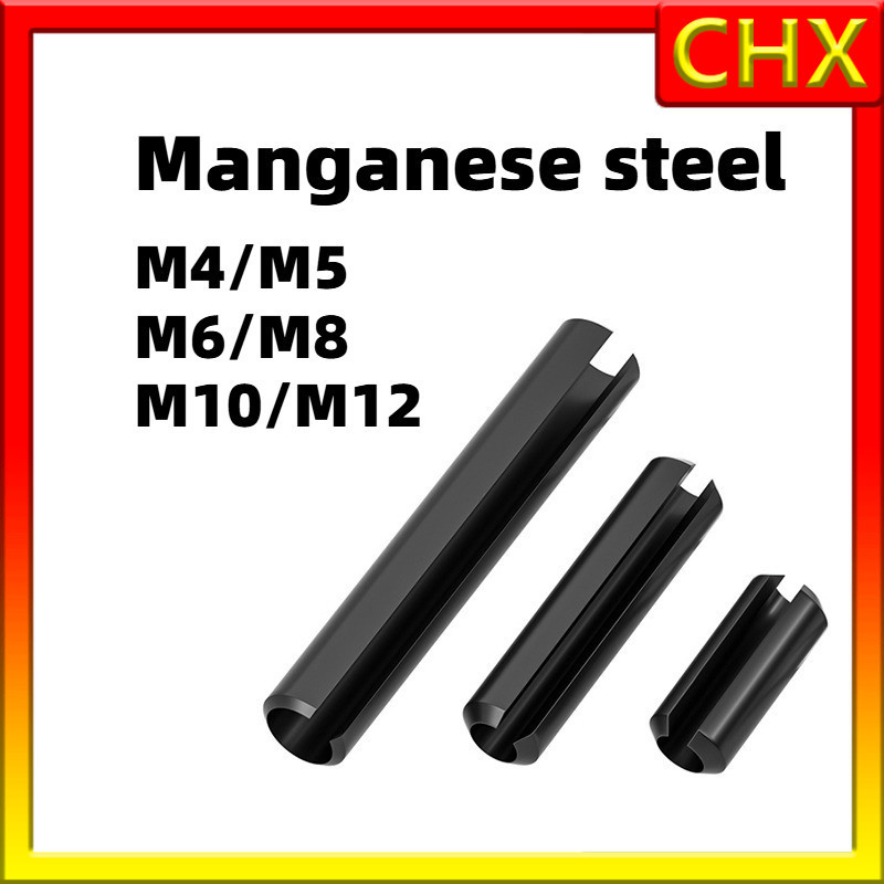 สีดำ ปิ๊น ตะกุด ตะกรุด ผ่า ปิ้นหลอด / Black Slotted Spring Pins M4/M5/M6/M8/M10/M12 * L6-100mm CHX