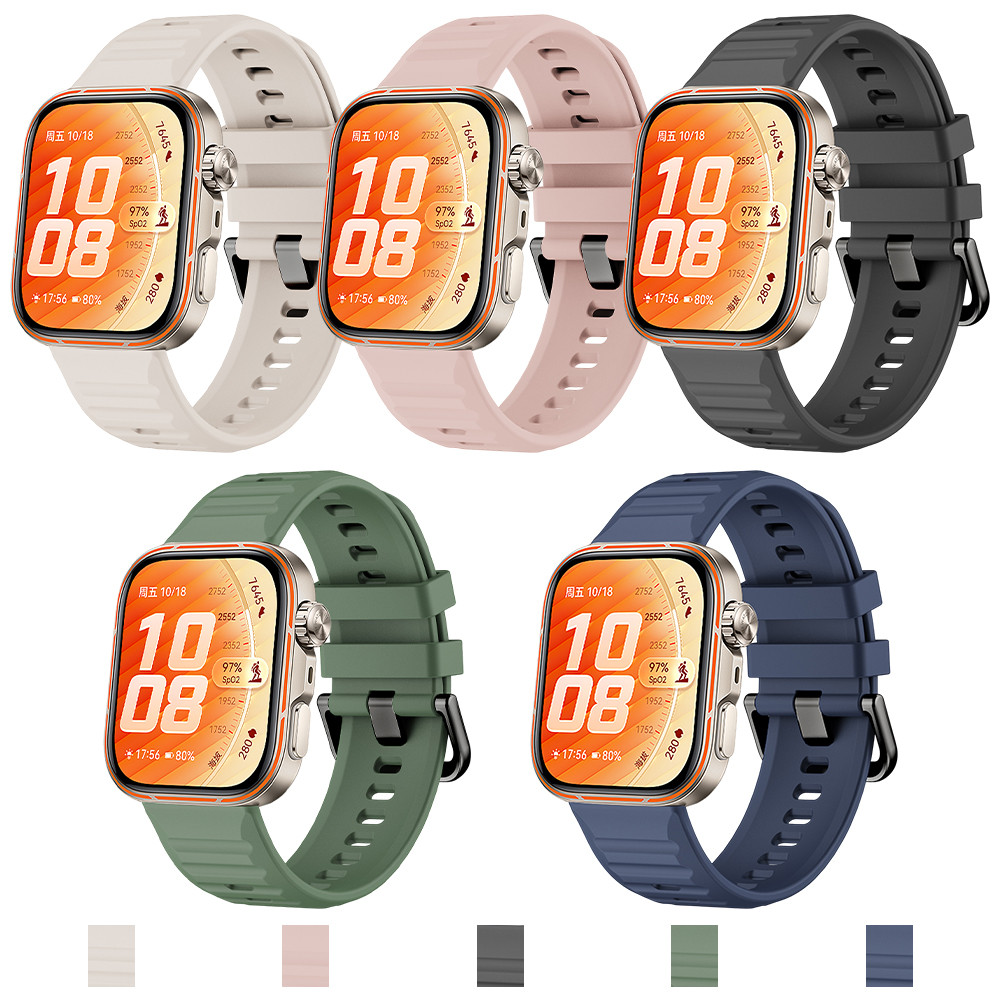 Original ซิลิโคนกีฬาสําหรับ Huawei นาฬิกา Fit 5/5Pro/4/4 Pro เข็มขัดยางปรับ Breathable สร้อยข้อมือเปลี่ยนสายรัดข้อมืออุปกรณ์เสริมสําหรับ Smartwatch Huawei Fit 3