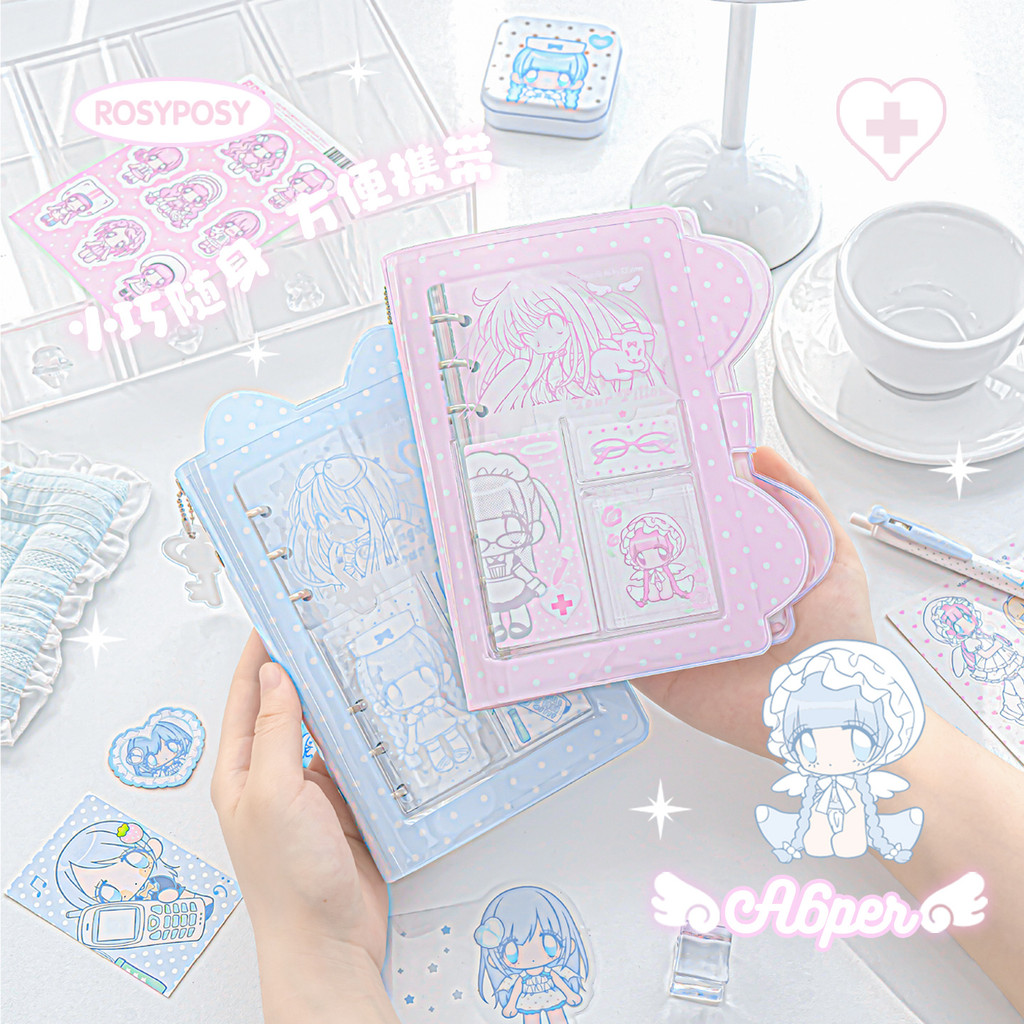 Limited Pumpum Joint Cartoon Series Cat Ear Handbook ไดอารี่ใบหลวมน่ารักสาวหัวใจ Polka Dot แบบพกพาโน้ตบุ๊คขนาดเล็ก