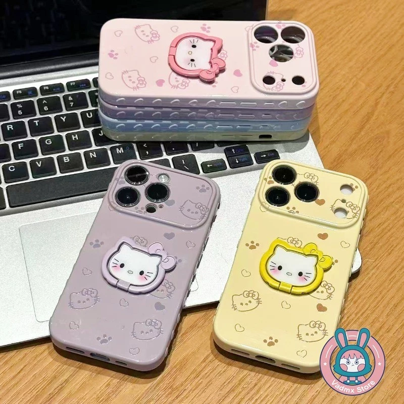 Kitty Cat แหวนผู้ถือเคสโทรศัพท์สําหรับ OPPO ค้นหา X9 Ultra X9S X8S + X8 Pro X7 F31 F29 F21 F21S Pro Plus 5G ฝาครอบการ์ตูนน่ารัก Lateral Love Heart Soft Casing
