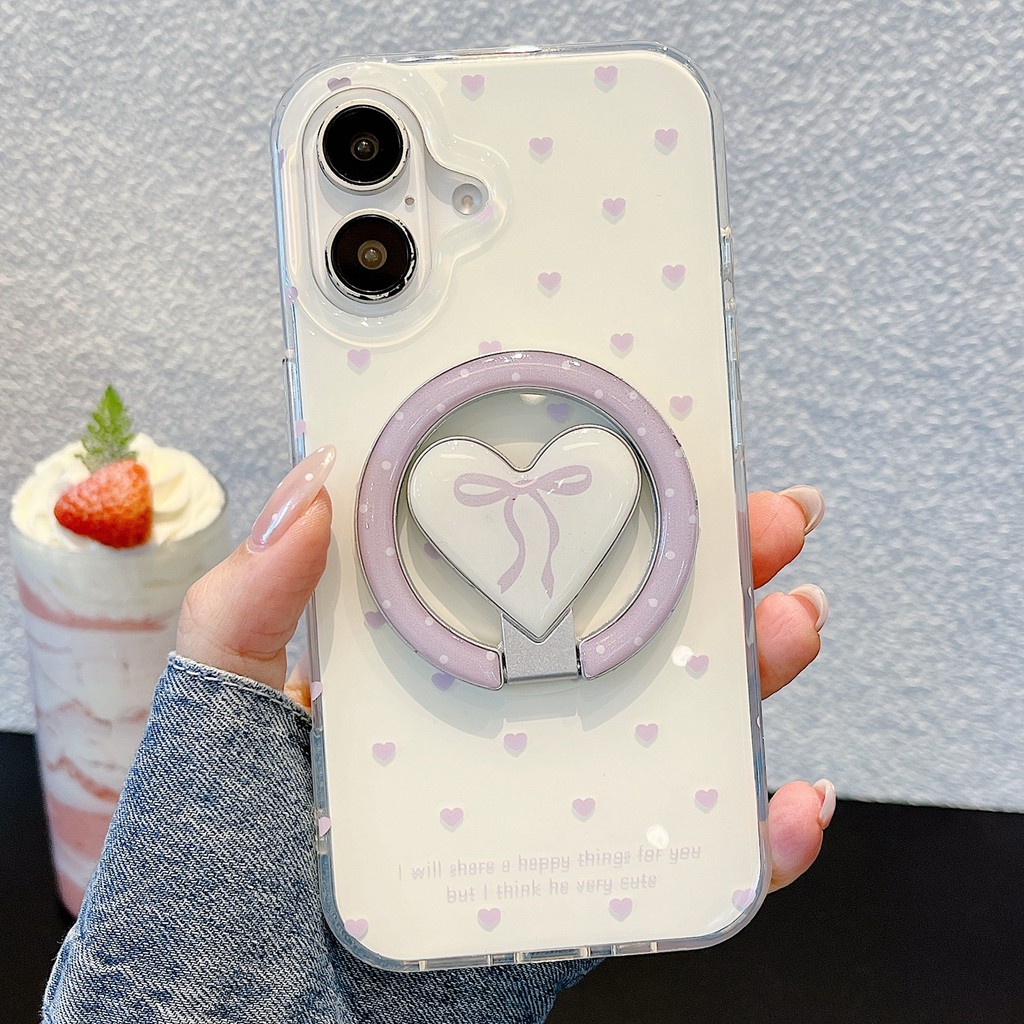 เคสแม่เหล็ก สีม่วง Love Heart ขาตั้งพับ Samsung S26 S22 S23 S24 S25 ultra Girl Love Simple S25FE ใหม่เคสโทรศัพท์ป้องกันกรณี S24FE