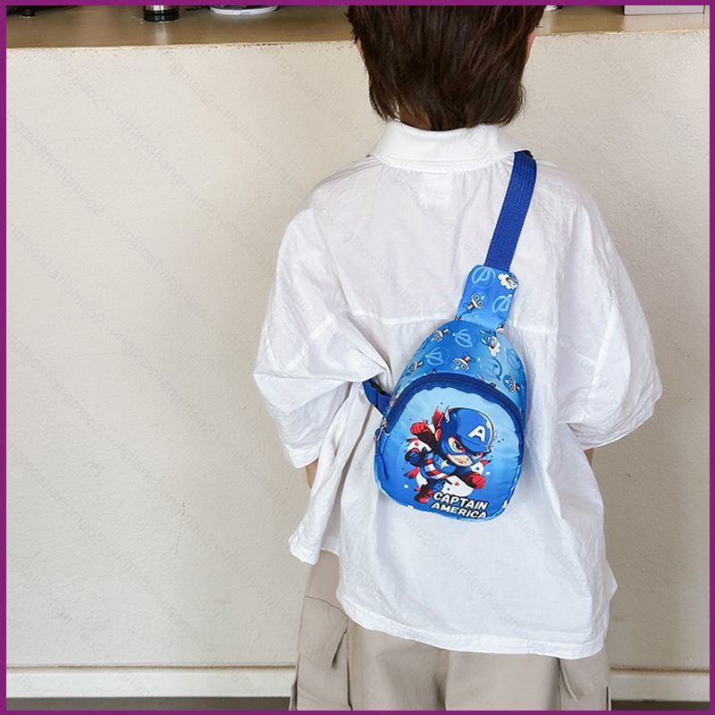 กระเป๋าคาดหน้าอกขนาดใหญ่สำหรับเด็ก ออกแบบตามตัวละครการ์ตูนยอดนิยม Spider-Man, Batman และ Hulk