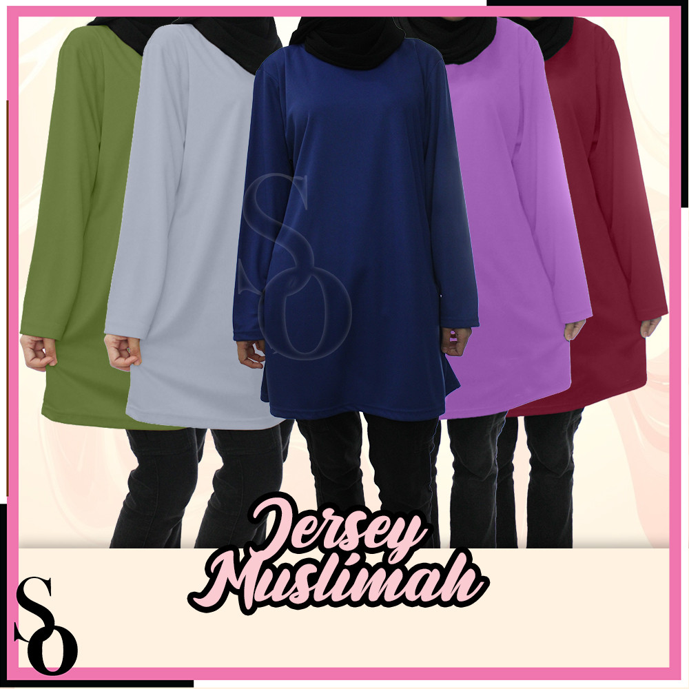 (SUPERONE) S-7XL ALGITUS MICROFIBER JERSI PREMIUM MUSLIMAH PLAIN DESIGN (P2) / JERSEY SUKAN MSMY
