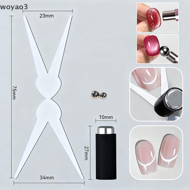 [woyao3] Nail Art Nail ic Stick พร้อม Cat Eye Double Head ทรงกระบอก UV Gel Magnet Tools Nail Design 