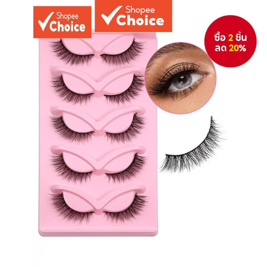 5 คู่ 3D Cross Style Long False Eyelashes Dense, Eye Enhancing, Naturally Fluffy Makeup Lashes