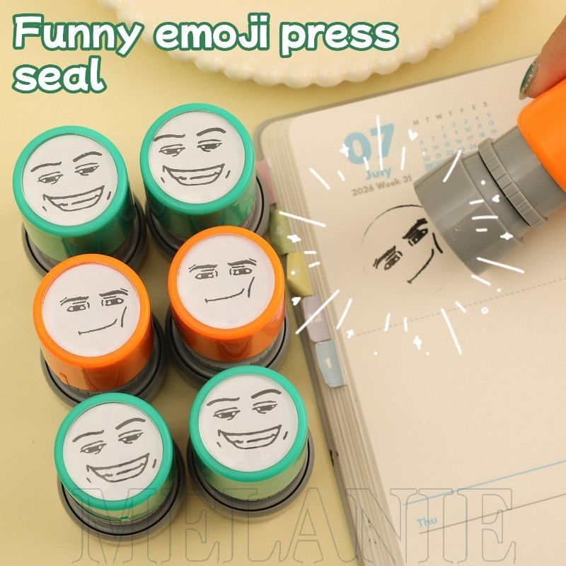 ตลก Self-Inking แสตมป์-ครูAssignmentแสตมป์- Quirky Emoji Press-Type Journal Stamp - Party Favors แสต