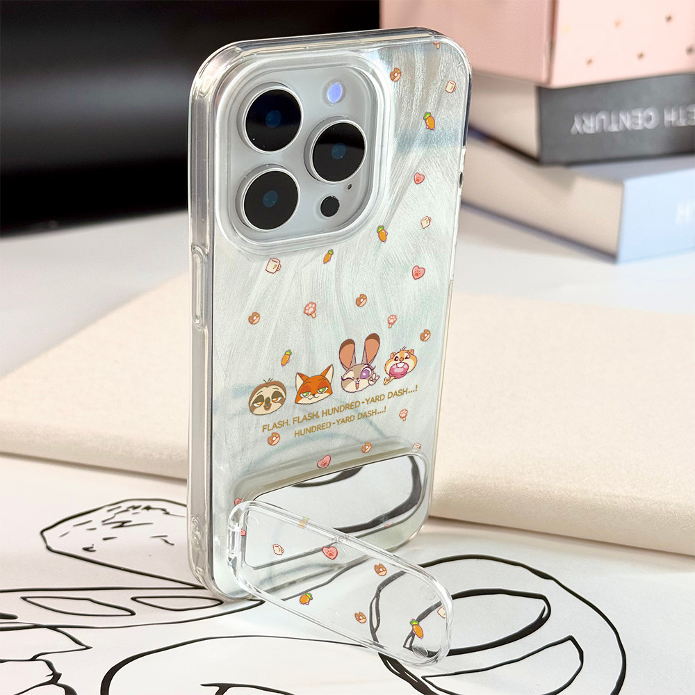 เคสโทรศัพท์หรูหราแบบตั้งกระจกลายการ์ตูนแฟชั่น For iphone 17 15 16 13 11 12 14 Pro Max 7Plus XR 16 14 15 Plus X XS MAX SE - รูปที่ 3