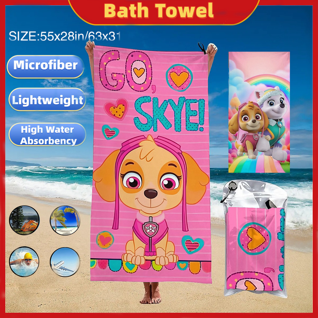 Paw Patrol Skye Quick Dry Absorbent Bath Towel Backpacking Hiking Swimming Compact Travel Breathable
