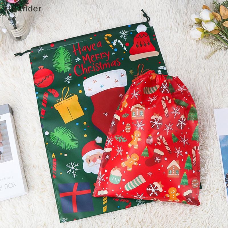 Rt 30x40 40x55 ซม.Santa Claus กระเป๋า 2026 ปีใหม่ถุงขนมวันหยุด Christmas Party Non-ทอ Drawstring กระ