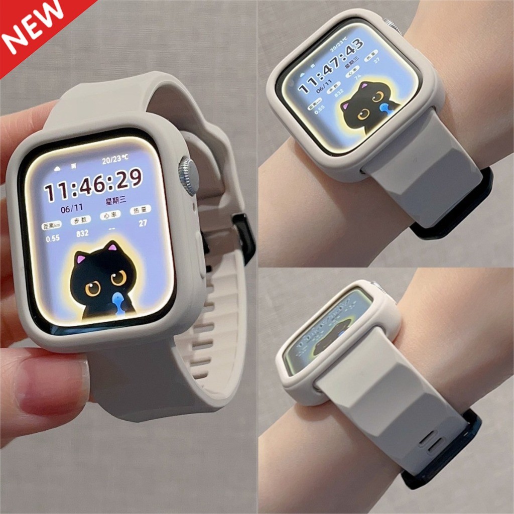 2in1 สายนาฬิกา + กรณี Combo For Huawei Watch Fit3 4/Pro,ซิลิโคนเหลว Soft Strap พร้อมเปลือกนุ่มสํ