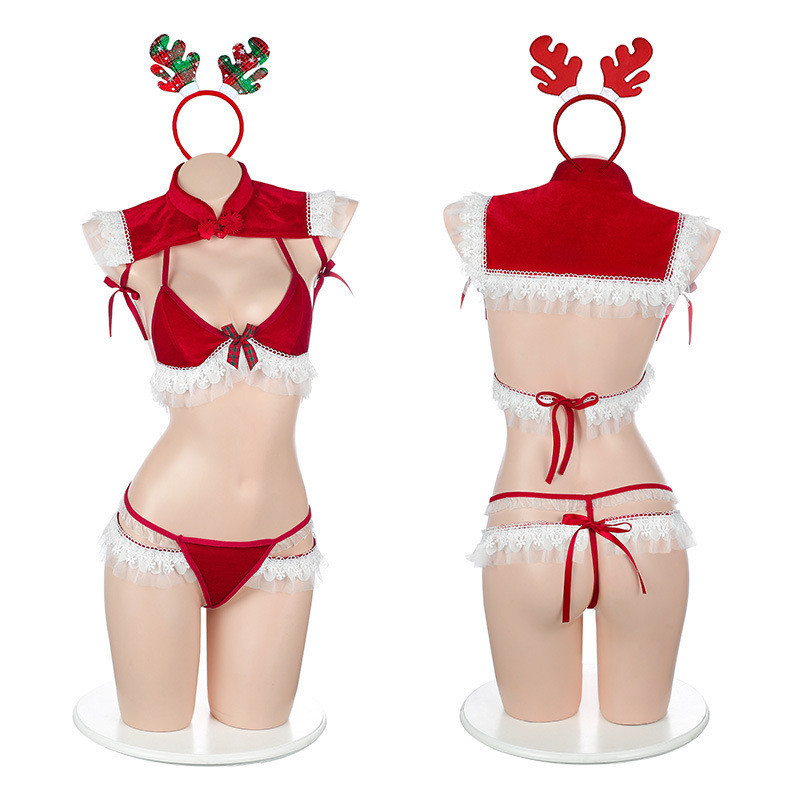 PEEMAI LIVE แซนตี้สาวอวบ ชุดปาร์ตี้สาวอวบ ชุดคริสต์มาสคอสเพลย์ 💫🎄 XL-5XL | 40-100กก. P-024 - รูปที่ 5