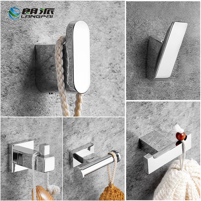 High-End ผ้าขนหนู Coat Hook ติดผนังหรูหราโรงแรมห้องน้ํา Coat Hook ห้องน้ํา Hook Simple Chrome Platin