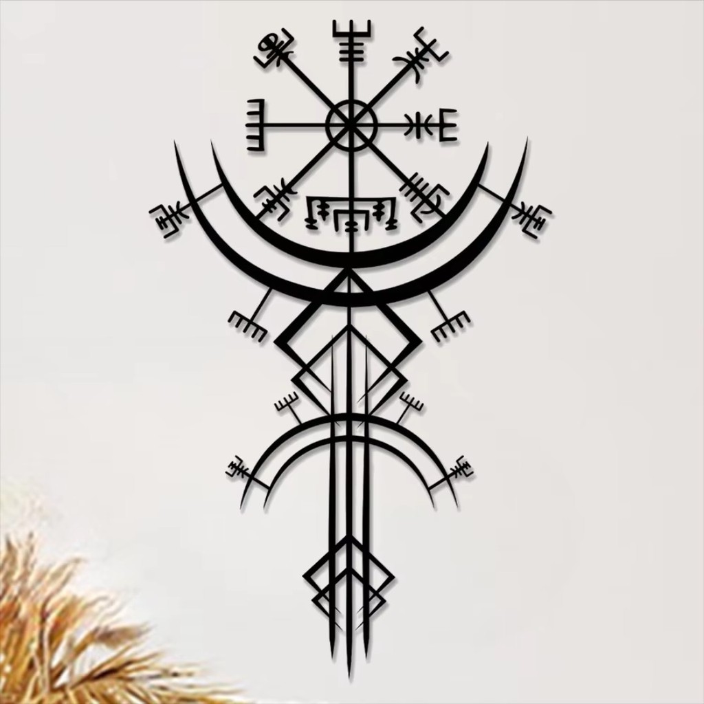 CIFbuy Viking Rune 2D โลหะ Wall Art พร้อมตํานานนอร์สตกแต่งสําหรับโฮมออฟฟิศแรงบันดาลใจที่ไม่ซ้ํากัน
