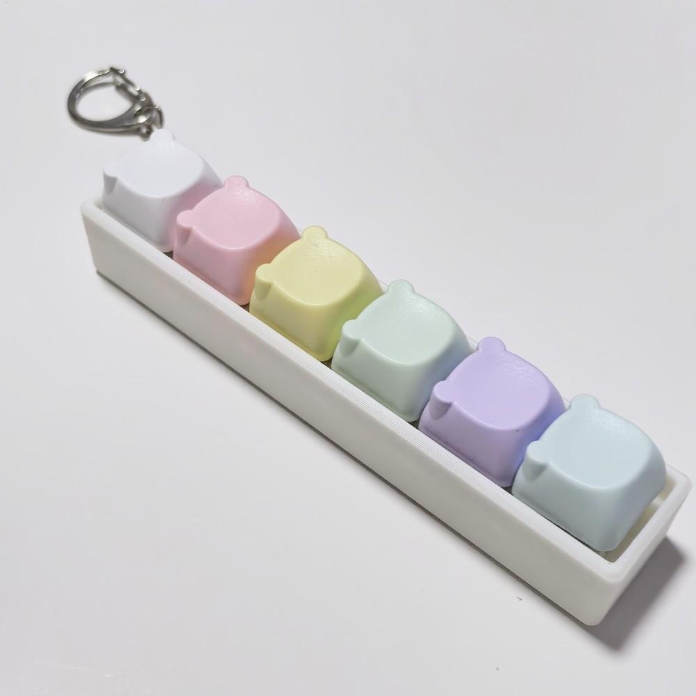 6-Key คีย์บอร์ด Keycap พวงกุญแจ Decompression ของเล่น Fidget ปุ่ม Mechanical Keycap Holder สําหรับคว