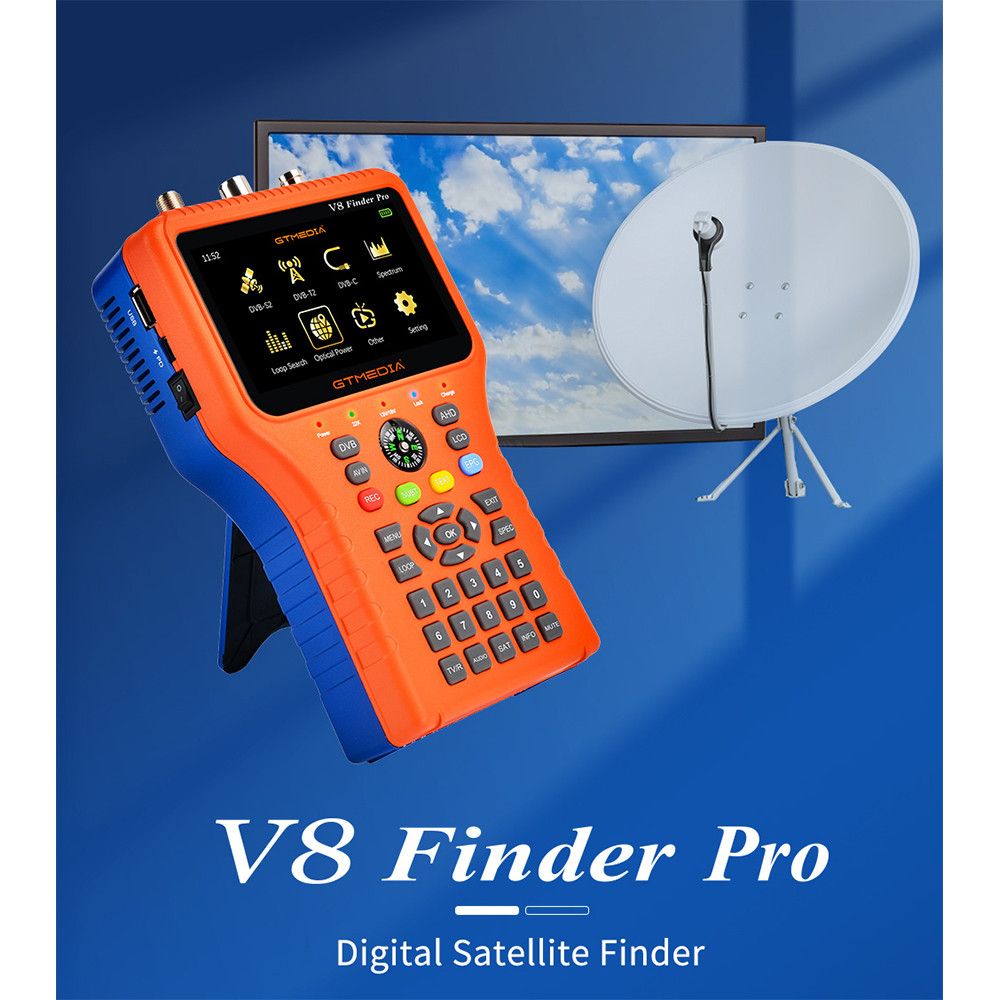 รับประกัน 3 ปี GTMEDIA V8 Finder Pro 2 H.265 Combo Meter DVB-S2X/S2/T2/C Spectrum Analyzer 4.3 นิ้วห