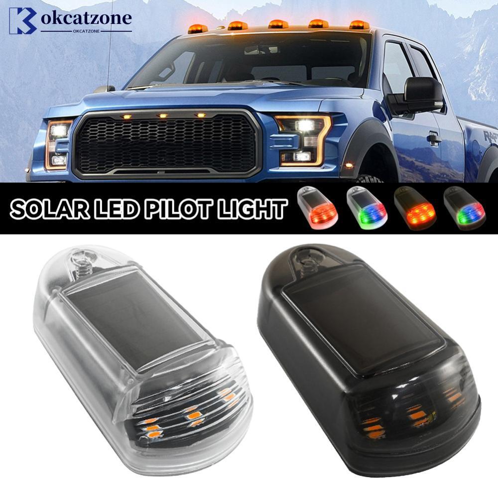 OKCATZONE 1PC ไฟหลังคารถพลังงานแสงอาทิตย์กระพริบไฟสีเหลืองหรือ 7 สี Cab Punch-ฟรีโทรศัพท์ App ควบคุม