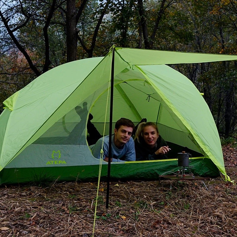 Tent outdoor 1-3 people camping tent camping thickened double-layer rainproof tent camping tent wind