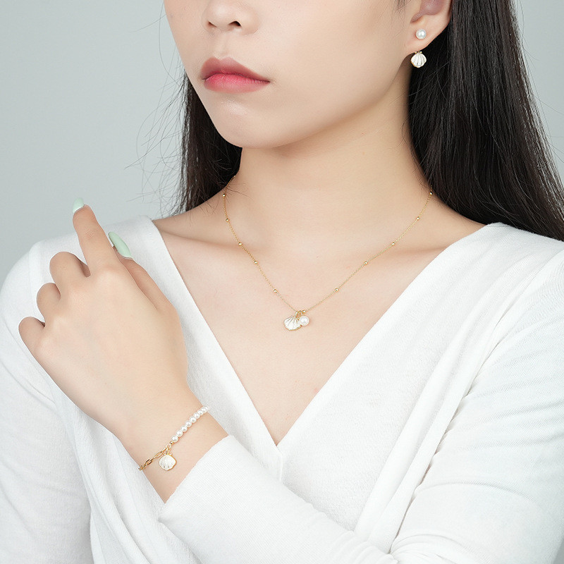 สร้อยคอลมุกเงินแท้ Sterling Silver สำหรับผู้หญิง เคลือบ epoxy