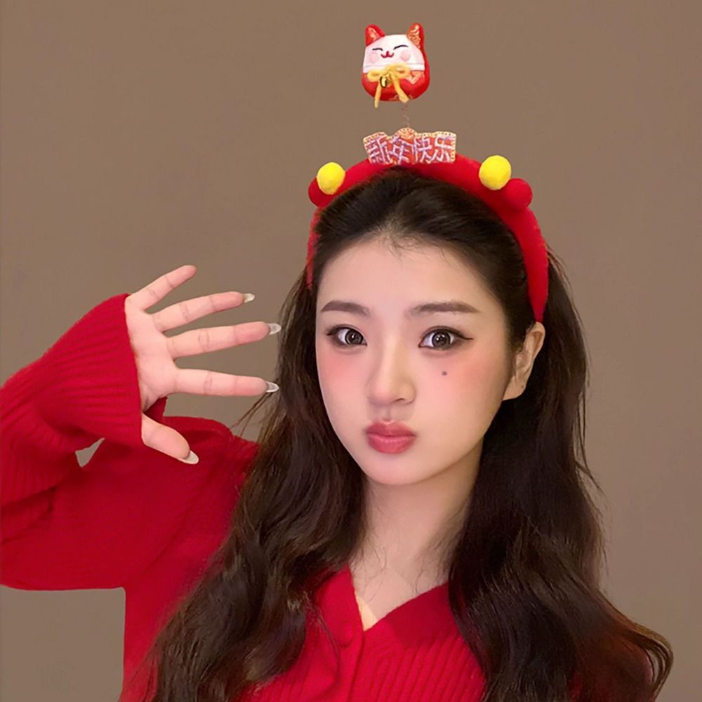 ที่คาดผมม้ามาสคอตตุ๊กตา สีแดง สำหรับการถ่ายภาพและใช้งานในงานปาร์ตี้ปีใหม่ - รูปที่ 5