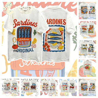 [COD] Kaos Kebesaran Gaya Korea Fashion Laut Buah-buahan Kaos Ikan Kebesaran Layar Garis Cantik Siap Di kirim Cetak Leher Bulat