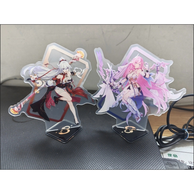 2 ชิ้น/เซ็ตเกม Herrscher Of Human: Ego โต๊ะแผ่นรุ่น Kiana Kaslana Elysia อะคริลิครุ่นของเล่นตัวเลขการกระทํา - รูปที่ 3