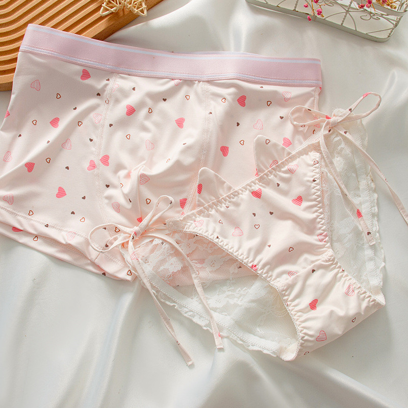 情侣内裤Couple underwear for one man and one woman情侣内裤一男一女性感纯欲系带可解甜美少女三角裤透气情人节礼 WHM29gpTbG1216