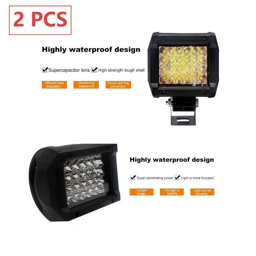 72W 2PCS 4 นิ้ว LED Work Light Bar พร้อมกระจก PC สําหรับรถออฟโรดและเรือ