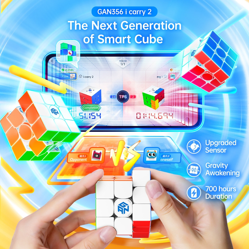 Gan356 i Carry 2 CubeSmart Cube ความเร็ว 3x3 ​​Cube Smart Tracking Step Timer พร้อมแอป CubeStation