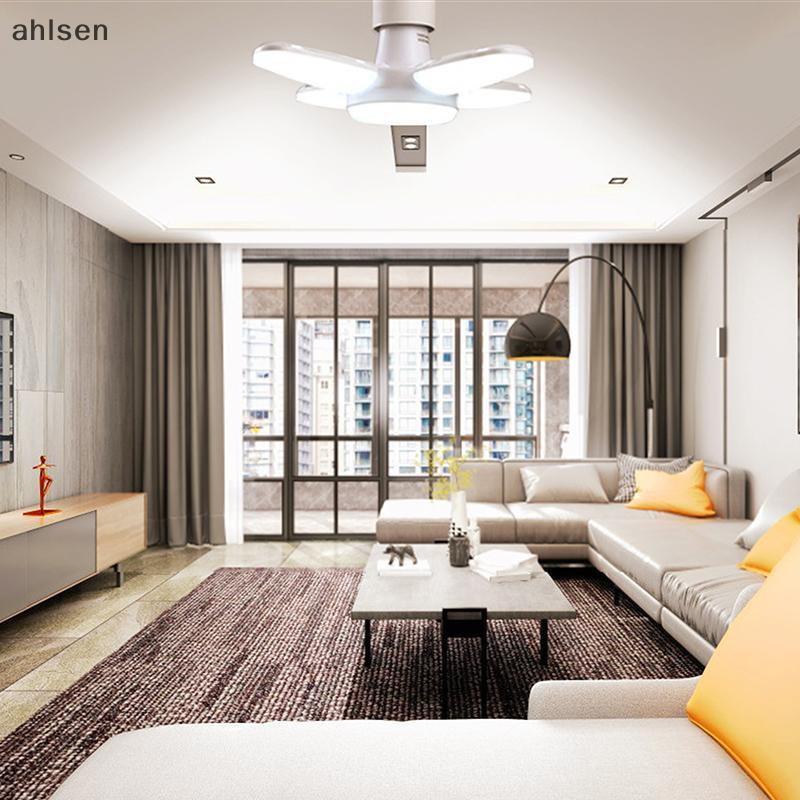 Ahlsen 1PC E27 หลอดไฟ LED ในร่มหลอดไฟพัดลม Leaf Super Bright ตกแต่งบ้านห้องนั่งเล่นจัดแต่งทรงผมโคมไฟ