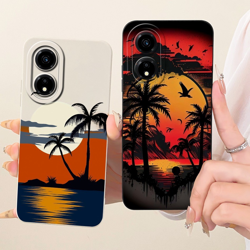 สําหรับ Itel P55 5G P661N P665L ItelP55 4G A666L A666LN เลนส์ป้องกันกรณีแฟชั่น Dusk Beach ภาพวาดซิลิ
