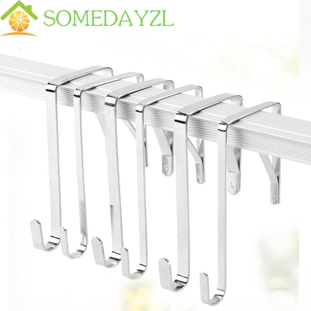 SOMEDAYZL 5 ชิ้นปรับ Over The Door Hook, Iron Silver Door Hanger, กันสนิม Heavy Duty 100x48 มม.ตะขอแขวนประตูเสื้อผ้า