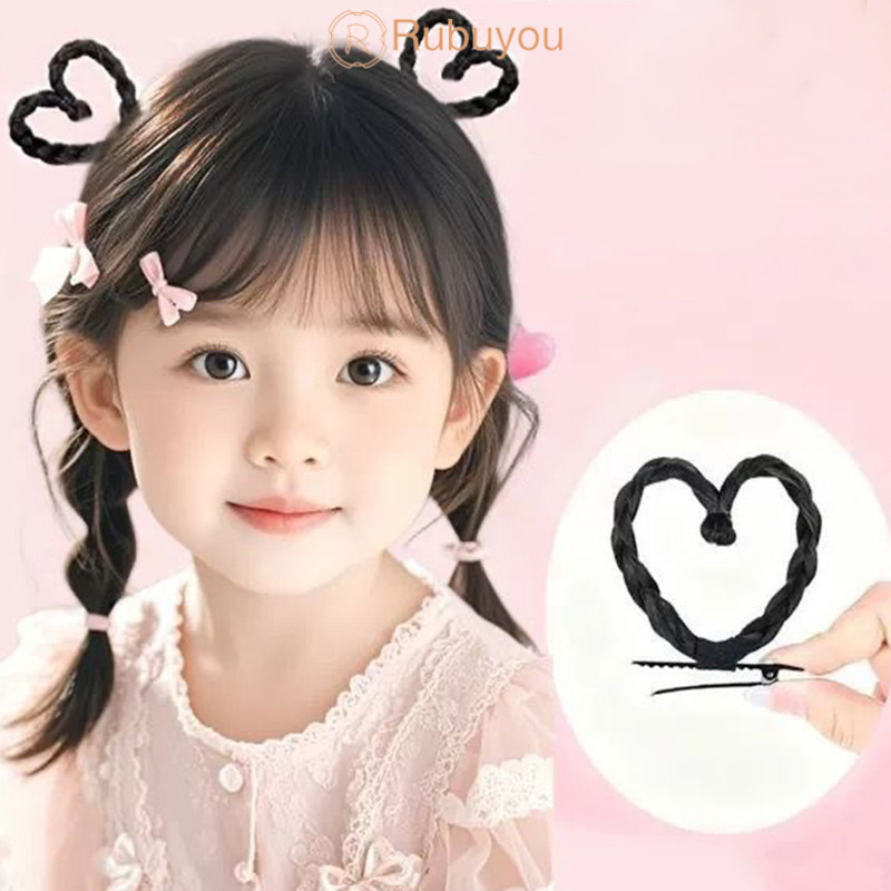 Rubuyou ﻿กิ๊บหัวใจ กิ๊บผมเด็ก อุปกรณ์ติดวิกผมหางม้าด้านข้าง ออกแบบมาให้น่ารักและสวมใส่ง่าย ติดได้ทั้งเด็กและผู้ใหญ่-COD