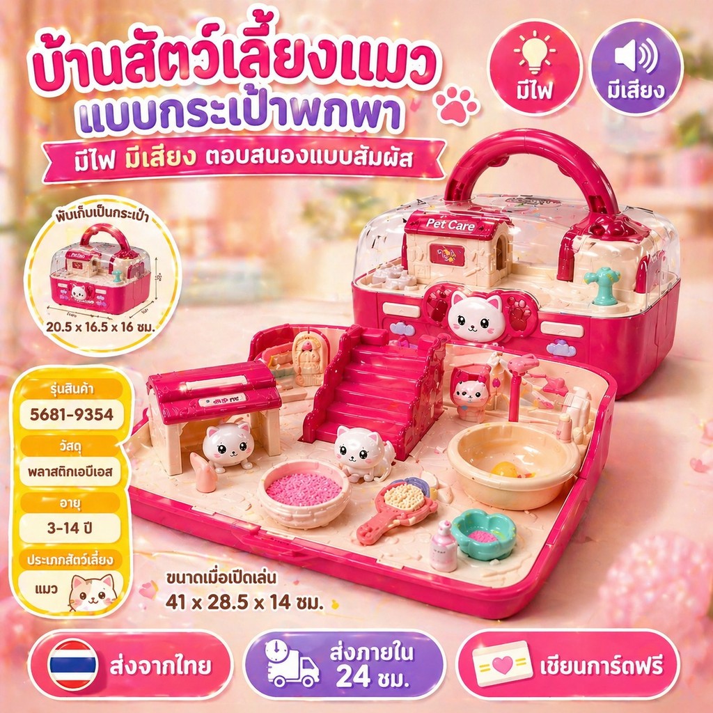 【ใหม่!】บ้านสัตว์เลี้ยงสุดน่ารัก ของเล่นเด็ก ฝึกสมอง มีเสียงเอยะ ตัวต่อแม่เหล็ก ปลอดภัย | ของขวัญเด็กหญิง