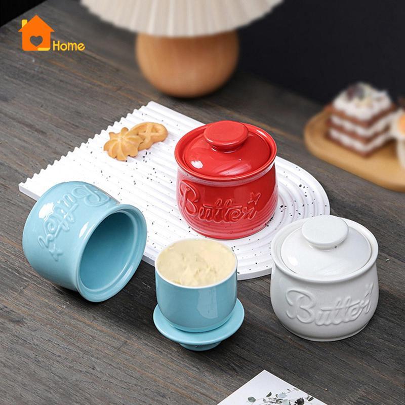 [นานาaa] Butter Crock French Butter Crocks พร้อมฝาปิดกล่องเก็บเซรามิค Butter Jar Porcelain จานสําหรั