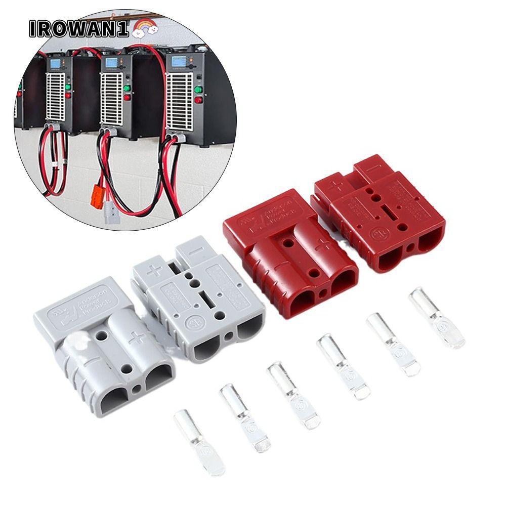 IRWAN1 แบตเตอรี่ขั้วต่อสายไฟ, 50 AMP สีเทาสีแดงปลั๊กสาย Terminal, ขั้วต่อสายไฟ 600V Pins Lugs ทองแดงสําหรับ Anderson