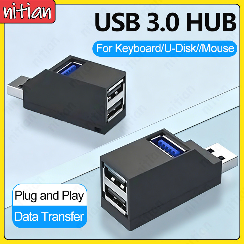 หลายพอร์ต USB3.0 HUB Extender 3-IN-1 Mini USB Splitter แบบพกพา USB Charge Docking Station Connector USB2.0 ความเร็วสูงถ่ายโอนข้อมูลอ่านอะแดปเตอร์ U-Disk