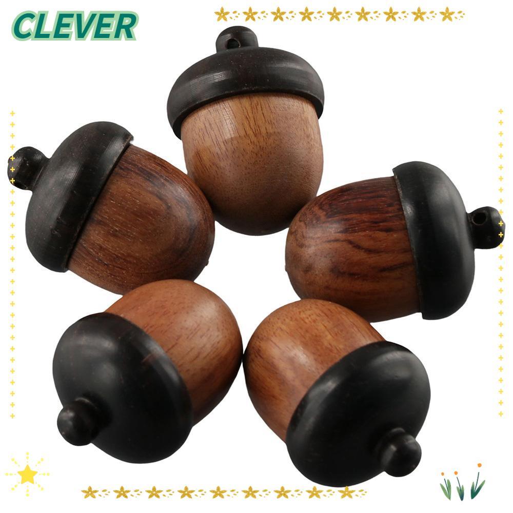 CLEVER Acorn Charms, Disconnectable Camel Wood Acorn Nut Box, DIY จี้ไม้สร้อยคอเครื่องประดับทํา
